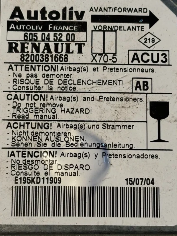 s-l1600 (15) Renault Master Airbag-Steuergerät 8200381668A | 605045200